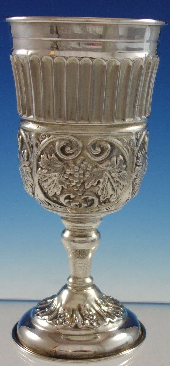 Judaica Israel Sterling Silver Goblet W/ Grapes And Gold Washed Interior (#2847)