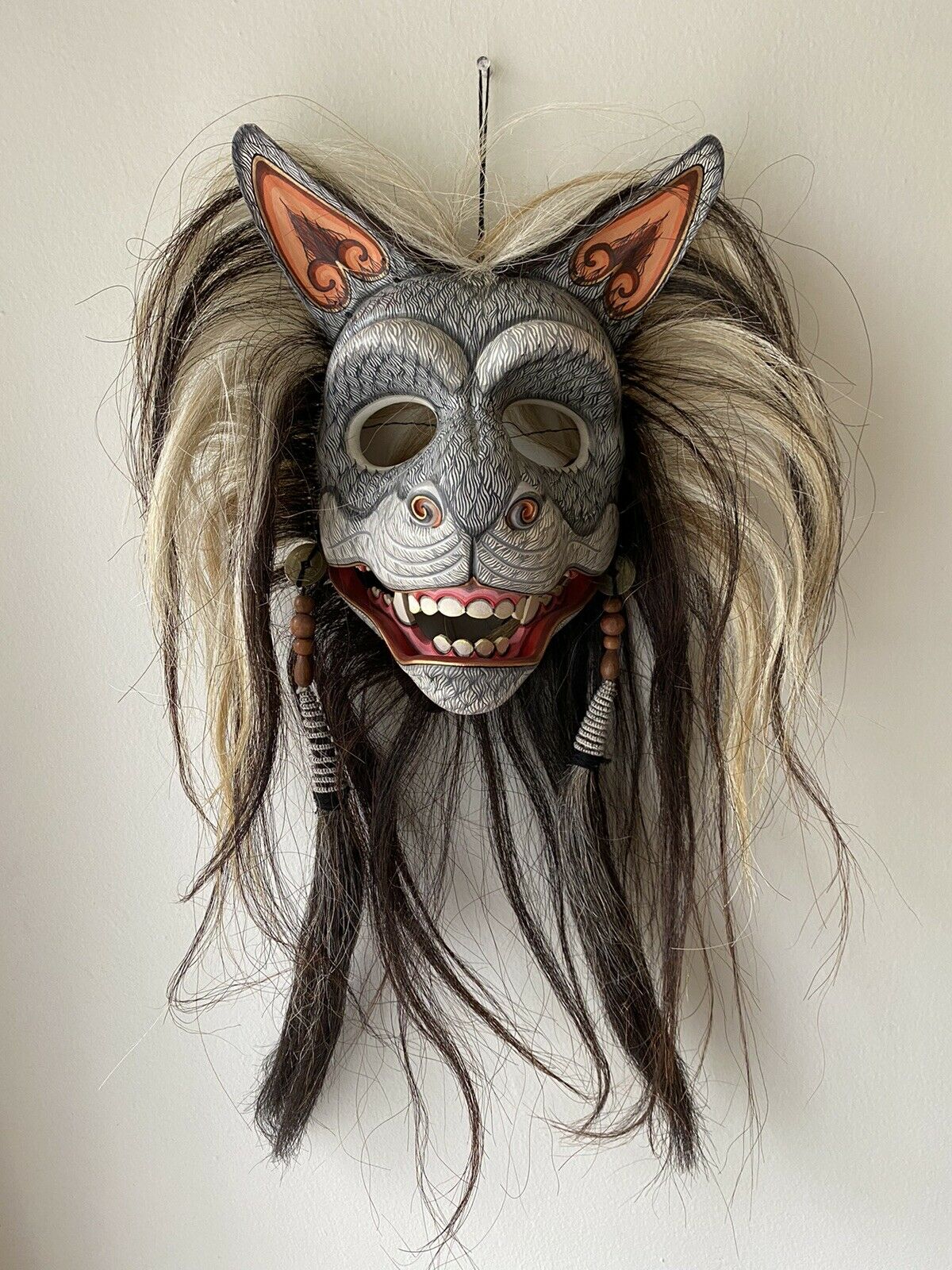 Hand Carved And Painted Wolf Mask By I.b. Sutarja, From Ubud, Bali, Indonesia